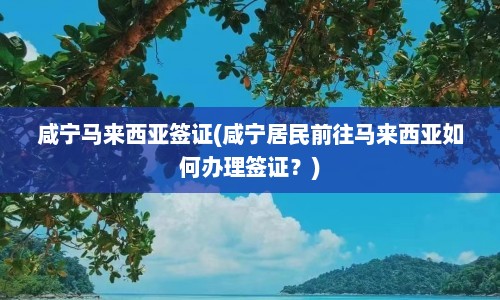 咸宁马来西亚签证(咸宁居民前往马来西亚如何办理签证？)