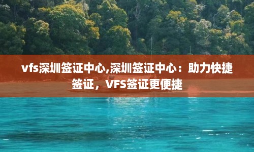 vfs深圳签证中心,深圳签证中心：助力快捷签证，VFS签证更便捷  第1张