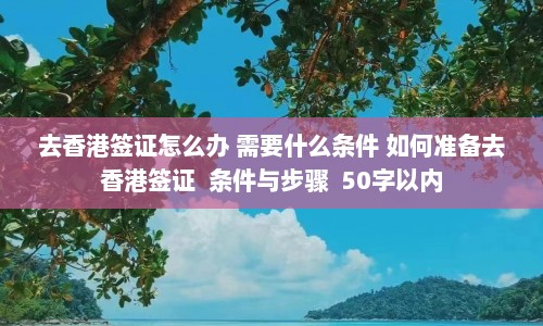 去香港签证怎么办 需要什么条件 如何准备去香港签证  条件与步骤 50字以内 第1张