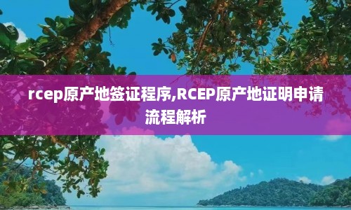 rcep原产地签证程序,RCEP原产地证明申请流程解析